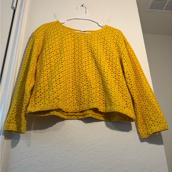 Des Petits Hauts Sabado Broderie Anglaise Yellow Eyelet Blouse Womens Size Small - Picture 4 of 14